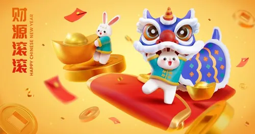 2023年中国新年生肖兔年东方传统节日促销宣传海报招贴EPS