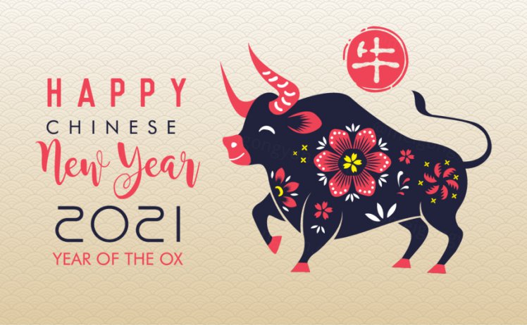 2021中国牛年新年快乐东方传统风格横幅海报贺卡矢量插画素材 Happy chinese new year