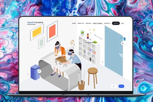 2.5D等轴等距banner海报英雄标题智能家居设计模板smartthings isometric