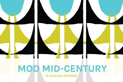 世纪中期艺术无缝纹理图案 Mod Mid Century