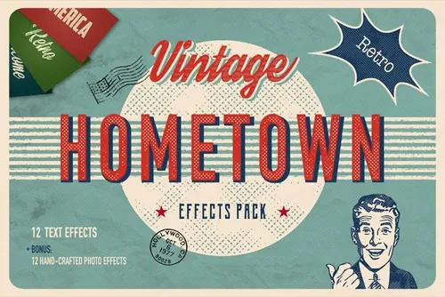 复古怀旧乡村风格图层样式 Vintage Hometown