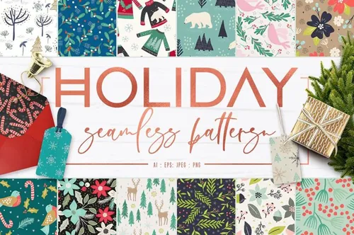 节日主题无缝纹理图案合集 Holiday Seamless
