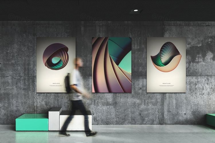 艺术画廊走廊相框海报设计提案样机PSD模板 Gallery