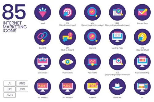 85枚互联网营销矢量图标素材 85 Internet Marketing Ico