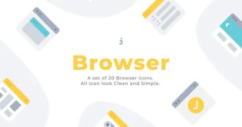 20枚浏览器主题扁平化矢量图标下载 20 Browser icons