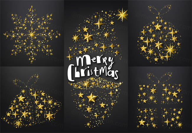 圣诞节粒子星光海报矢量元素 Merry Christmas