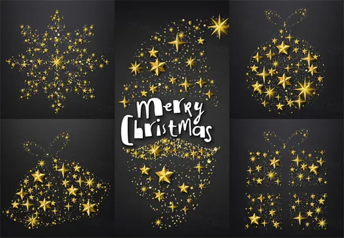圣诞节粒子星光海报矢量元素 Merry Christmas