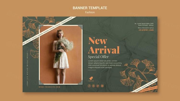 秋季时尚模特森系女装促销宣传海报设计PSD模板素材 Fashion model template