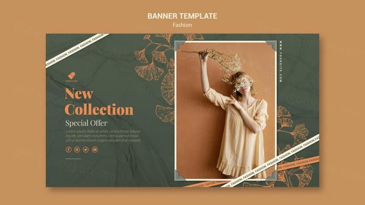 秋季时尚模特森系女装促销宣传海报设计PSD模板素材 Fashion model template