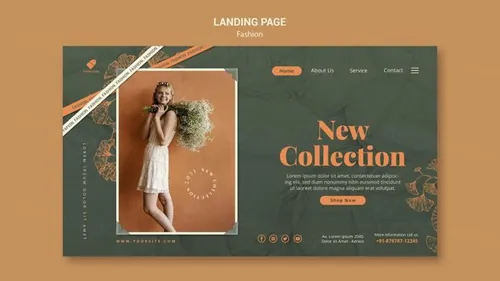 秋季时尚模特森系女装网页落地页促销宣传海报设计PSD模板素材 Fashion model template