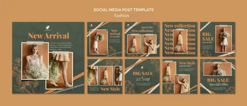 秋季时尚模特森系女装Ins自媒体广告宣传海报设计PSD模板素材