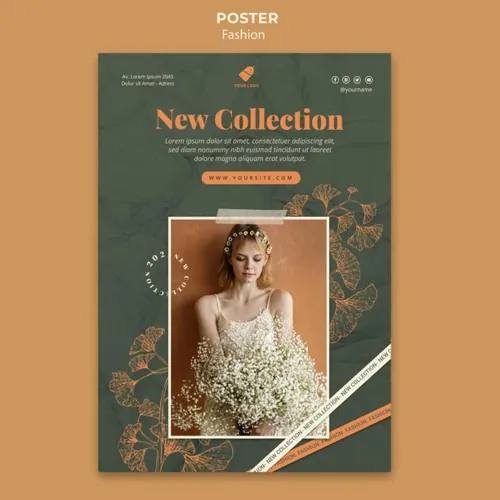 秋季时尚模特森系女装宣传单广告海报设计PSD模板素材 Fashion model template