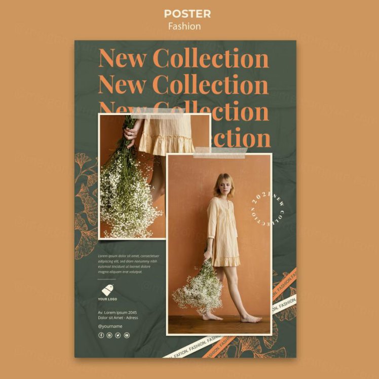 秋季时尚模特森系女装宣传单广告海报设计PSD模板素材 Fashion model template