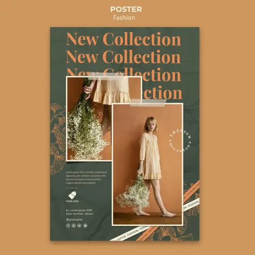 秋季时尚模特森系女装宣传单广告海报设计PSD模板素材 Fashion model template
