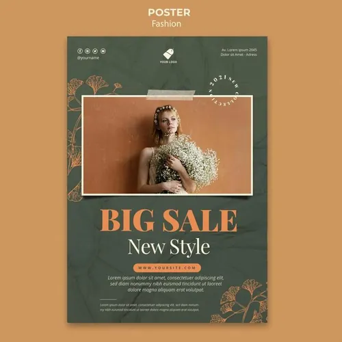 秋季时尚模特森系女装宣传单广告海报设计PSD模板素材 Fas