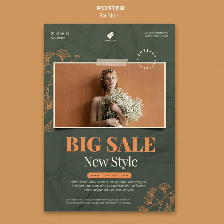 秋季时尚模特森系女装宣传单广告海报设计PSD模板素材 Fashion model template