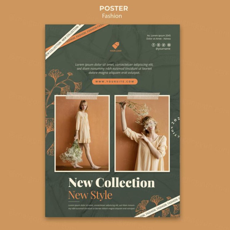 秋季时尚模特森系女装宣传单广告海报设计PSD模板素材 Fashion model template