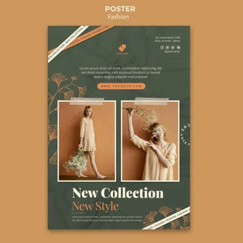 秋季时尚模特森系女装宣传单广告海报设计PSD模板素材 Fashion model template