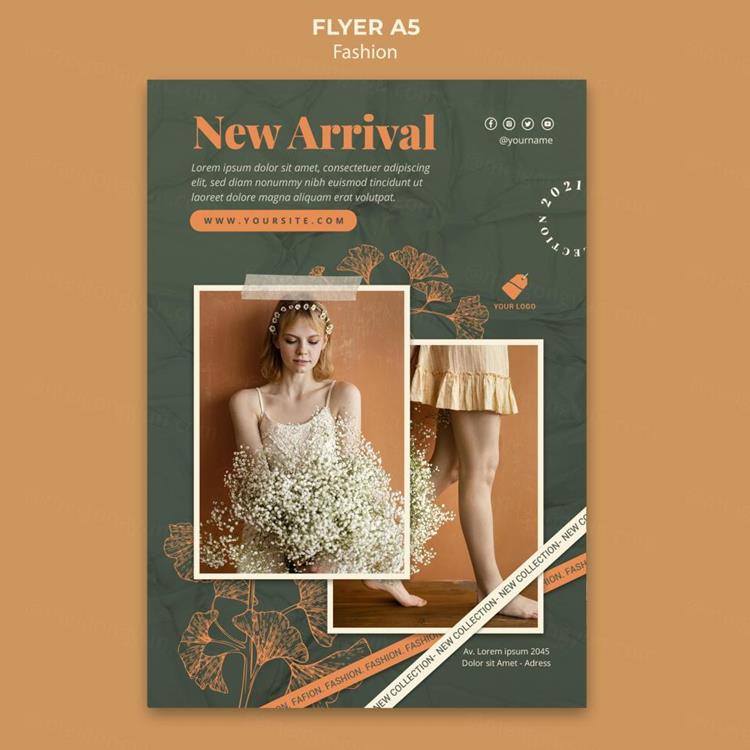 秋季时尚模特森系女装宣传单广告海报设计PSD模板素材 Fas