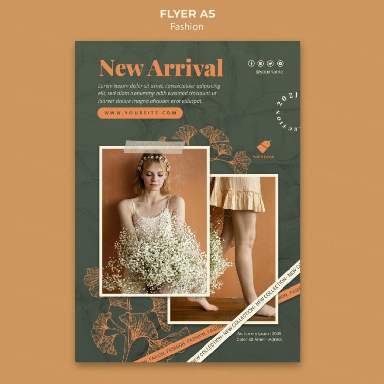 秋季时尚模特森系女装宣传单广告海报设计PSD模板素材 Fashion model template