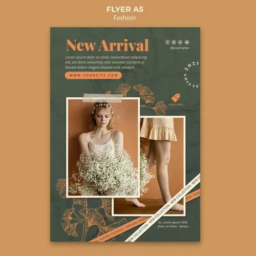 秋季时尚模特森系女装宣传单广告海报设计PSD模板素材 Fashion model template