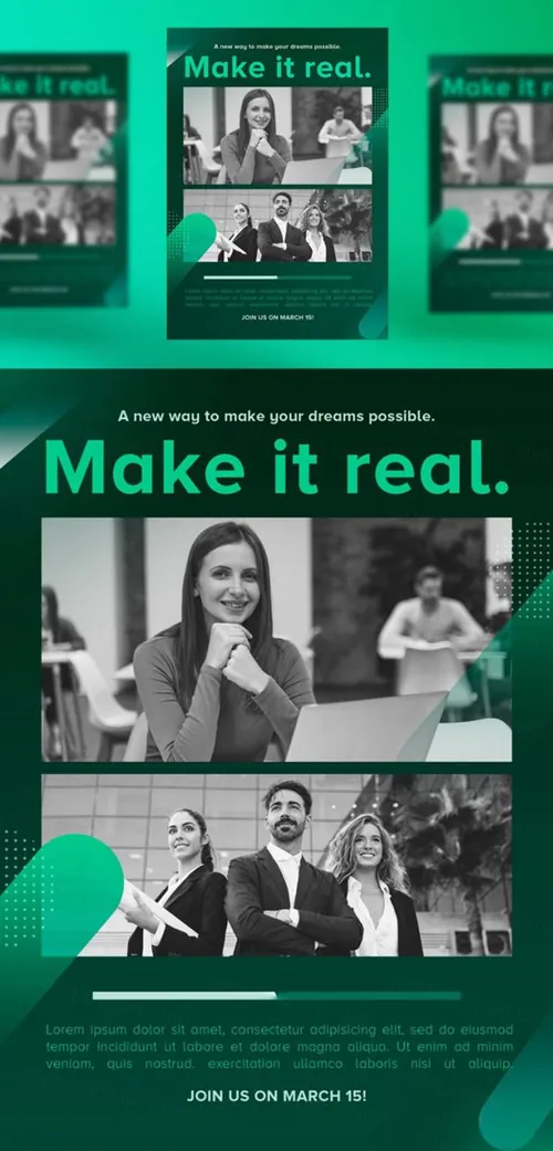 绿色渐变企业职业生涯个人简历秀海报模板 Gradient instagram posts collection