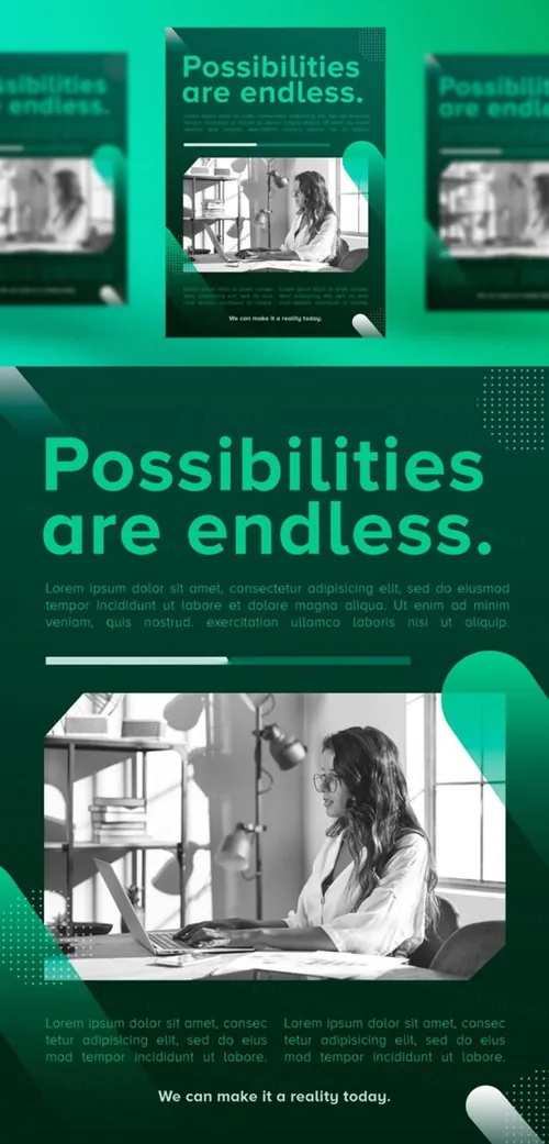 绿色渐变企业职业生涯个人简历秀海报模板 Gradient instagram posts collection