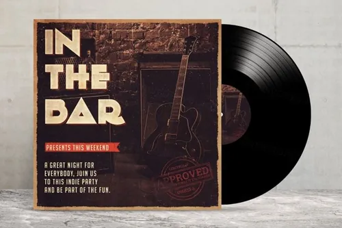 高端优雅的黑胶唱片VI样机展示模型8vinyl-mock-up-template