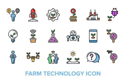 现代化农场技术彩色概念图标矢量图标素材 Farm Technology