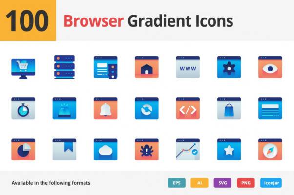 100枚浏览器主题渐变矢量图标 Browser Gradient Vector