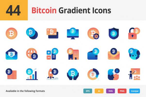 44枚比特币主题渐变矢量图标 Bitcoin Gradient Vector I