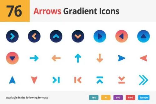76枚箭头标识系统操作渐变矢量图标 Arrows Gradient Vector