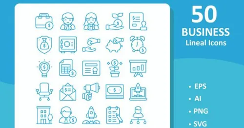 50枚商业商务主题线体图标素材 50 Business Icons