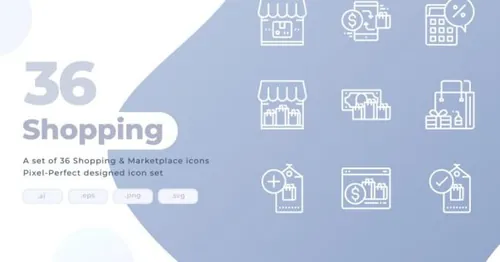 36枚购物超级市场图标素材 36 Shopping and Marke