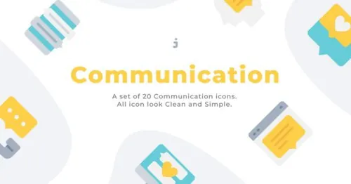20枚移动通讯社交主题扁平化图标素材 20 Communication