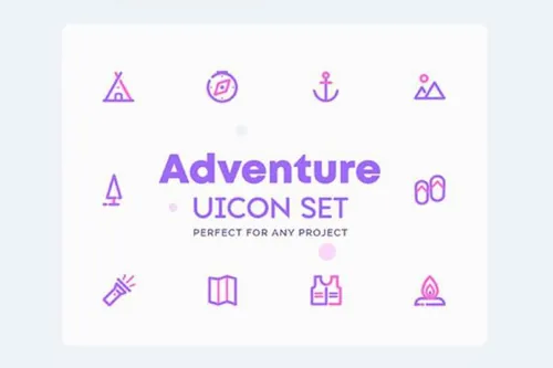 探险露营户外主题图标集[AI , EPS , XD] UICON – Adven