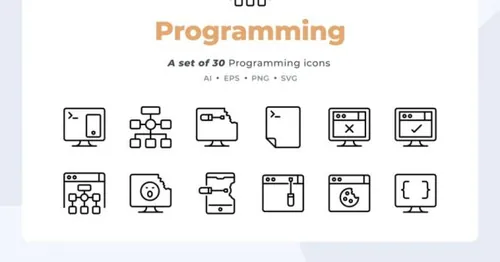 30枚编程程序开发线条图标素材 Basic line – 30 Pro