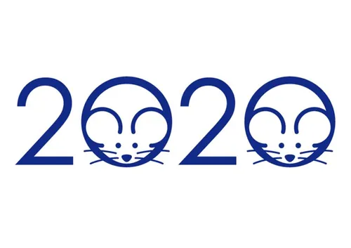 2020新年贺卡清新风格卡通老鼠生效矢量插画1528065