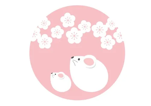 2020新年贺卡清新风格卡通老鼠生效矢量插画1543820