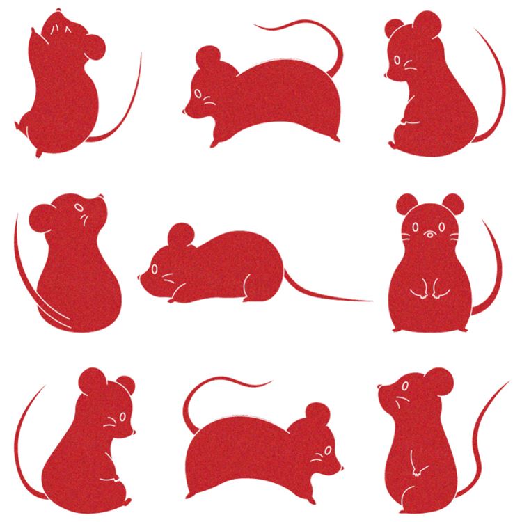 2020新年贺卡清新风格卡通老鼠生效矢量插画1649102