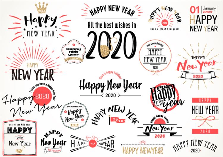 2020新年贺卡清新风格卡通老鼠生效矢量插画1703052