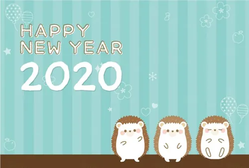 2020新年贺卡清新风格卡通老鼠生效矢量插画1708031