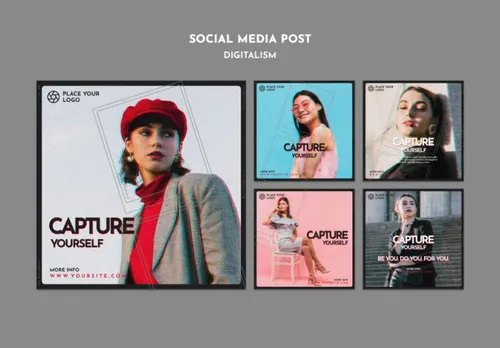 欧美大牌女装Ins新媒体广告宣传海报PSD模板 Instagram posts pack for capture