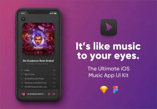 音乐APP播放列表移动iOS程序UI界面素材 Playlist Mus