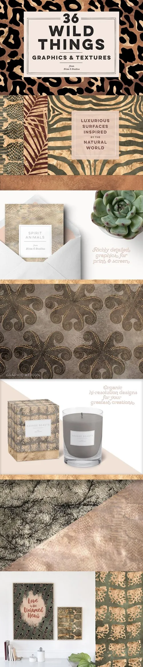 异国情调动物棕榈树蛇皮土质纹理图案素材合辑 36 Wild