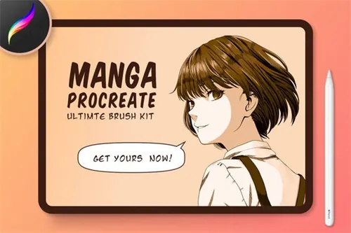 终极日本图文小说漫画风格iPad笔刷素材 Manga Procreat