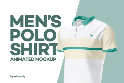 男士POLO衫动画展示品牌设计提案样机PSD模板 Men\'s