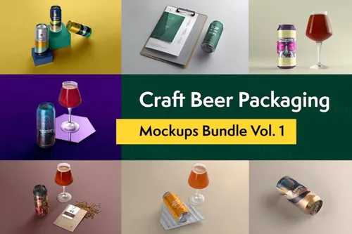 高质量啤酒饮料品牌包装设计贴图展示样机PSD模板 Craft