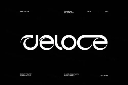干净利落的现代异形宗教符号英文装饰字体 Veloce Display Font