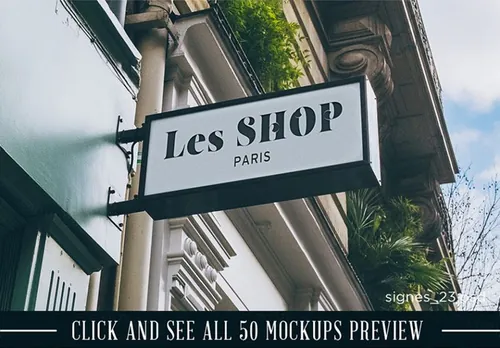 门头店面贴图演示100 Signs  Facades Mockups